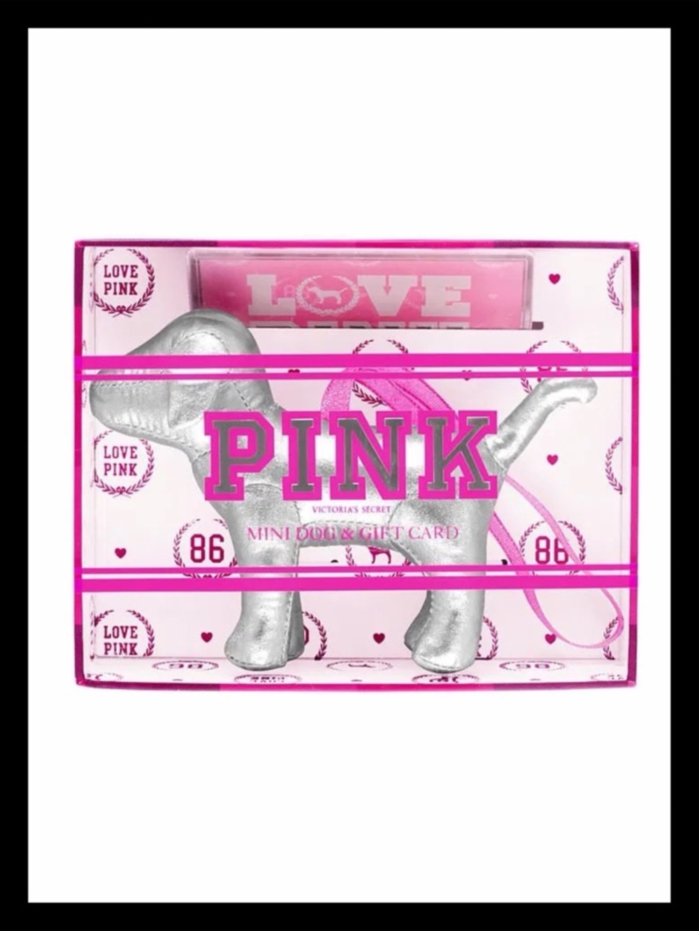 💕ⓅⒾⓃⓀ ⓋⓈ Y2K Metallic/Silver PINK Mini Dog Ornament/Gift Card Collectible✨NEW✨💕